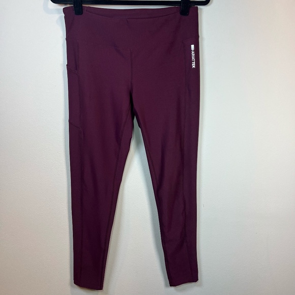 Ariat Womens Tek Tight Pants Leggings Burgundy Heat Series Pockets Stretch Large - Picture 1 of 12